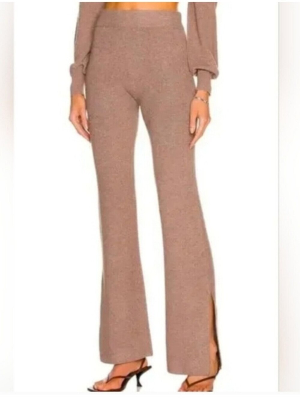 LE'ORE LODI RIBBED KNIT PANTS OPEN ANKLE Size XS